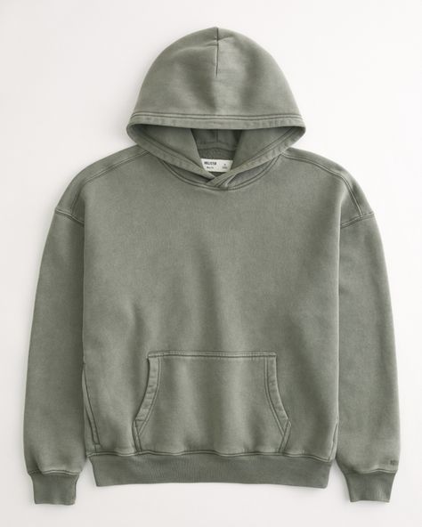 Men's Boxy Hoodie | Men's Tops | HollisterCo.com Hollister Hoodie Men, Olive Green Hoodie, Hollister Sweatshirt, Boxy Hoodie, Hollister Hoodie, Men's Tops, Hoodie Design, Side Pocket, Casual Wardrobe