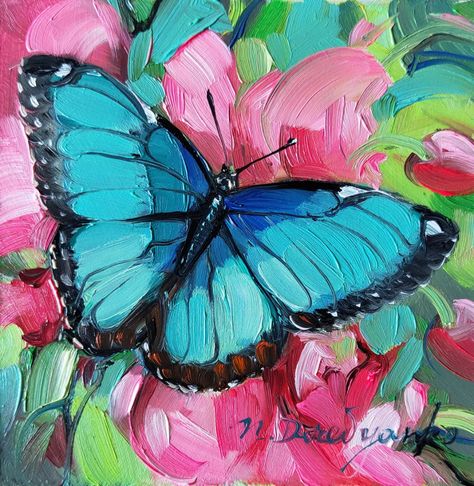 Blue Morpho Butterfly Painting, Butterfly And Flower Painting, Flowers Art Painting, Spatula Painting, Painting In Frame, Pottery Factory, Turquoise Butterfly, Butterfly And Flowers, Butterfly Artwork