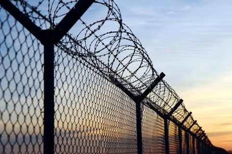 Barbed wire fence on the european border. During sunset , #Aff, #fence, #wire, #Barbed, #sunset, #border #ad Cyclone Fence, Cherub Art, Barbed Wire Fence, Fence Wall Design, Barbed Wire Fencing, The Darkest Minds, Photography Templates, Wire Fence, Iron Fence