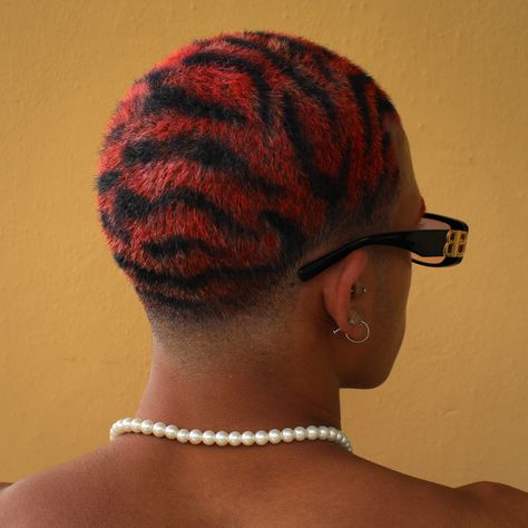 Tiger Stripes Hair, Tiger Hair, Cornrow Braids Men, Shaved Head Designs, Black Haircut Styles, Hair Colour Design, Cornrow Hairstyles For Men, Shaved Hair Designs, Hair Tint