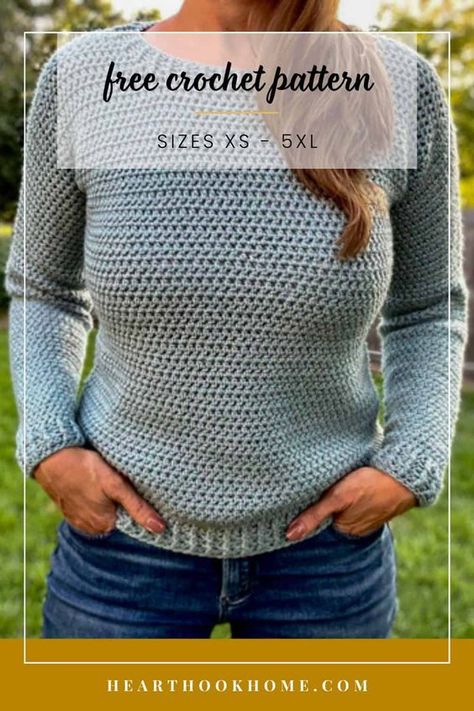 Crochet Jumper Free Pattern, Crochet Sweater Pattern Free Women, Easiest Crochet, Crochet Jumper Pattern, Crochet Pullover Pattern, Unisex Crochet, Crochet Sweater Design, Crochet Cardigan Free, Super Easy Crochet