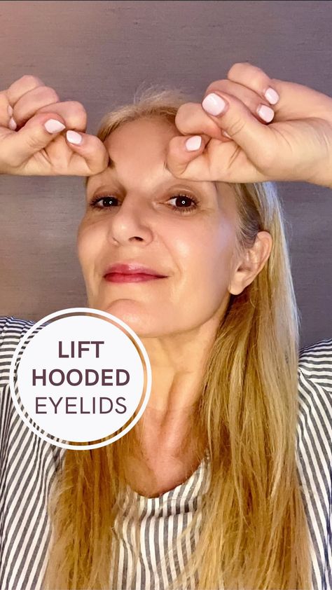 Helena Klaic | Face Yoga Expert & Wellness Coach | 👀 LIFT HOODED EYELIDS 🤩 A perfect combo of simple face yoga exercise and massage to lift hooded eyelids. 💖 In our 15 Day Bright Eyes... | Instagram How To Lift Eyelids Naturally, Exercises For Hooded Eyelids, Get Rid Of Hooded Eyelids, Facial Yoga For Eyes, Saggy Eyelids Remedies, Eye Yoga Face Exercises, Eyelid Exercises Hooded Eyes, How To Fix Hooded Eyelids, Face Yoga Eye Lift