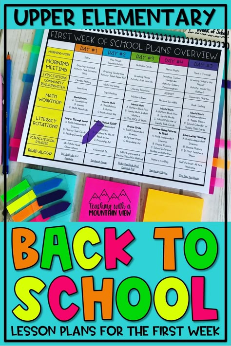 Image: A spreadsheet titled 'First Week Lesson Plans Overview' is displayed on a table with various school supplies. First Week Of Third Grade Activities, First Day Of School Math Activities Kindergarten, Grade 4 First Week Of School, Special Education First Week Of School, First Week Activities 4th Grade, First Week Of 4th Grade Activities, Back To School Math Activities 3rd Grade, First Day Of 5th Grade Activities, 3rd Grade 1st Week Of School Activities