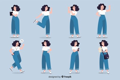 Flat Design Illustration Characters, Thinking Character, Showing Emotions, Flat Character Design, Character Design Vector, Character Flat Design, People Character, Tato Naga, Flat Character