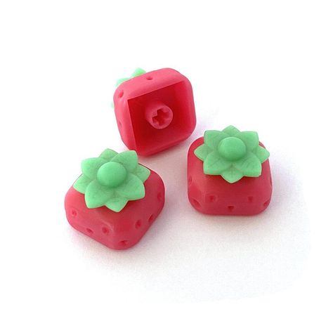 Garnish your keyboard with these beautiful Strawberry Keycaps. Closely color matched to the Infinikey Strawberry Lemonade colorway. 3D printed in Laser Pink and Mint Green Resin for MX style switches. Find more info about the matching keyset and deskmat at TheKey.Company Keyboard Keys, Key Cap, Key Caps, Gaming Room Setup, Strawberry Fruit, Computer Setup, Pc Setup, Strawberry Lemonade, Clay Crafts