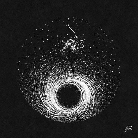 ‘The infinite drop’ composite illustration Black Hole Art, Hole Drawing, Planet Drawing, Space Drawings, Black Paper Drawing, Cowgirl Art, Lotr Art, Black And White Art Drawing, Space Tattoo