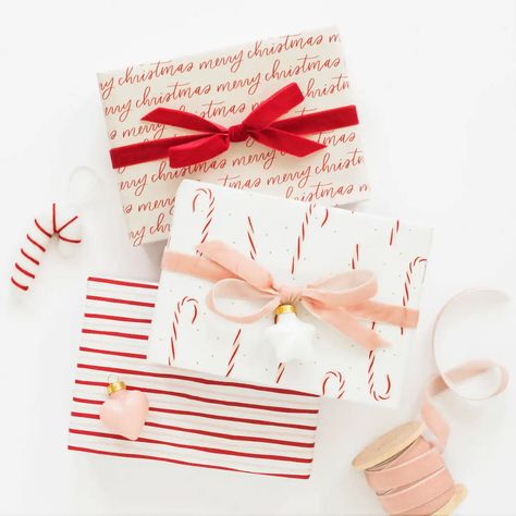 Christmas Gift Wrap Ideas, Pink Gift Wrap, Gift Wrap Ideas, Target Holiday, White Wrapping Paper, Sugar Paper, Christmas Gift Wrap, Wrap Ideas, Ribbon Roses