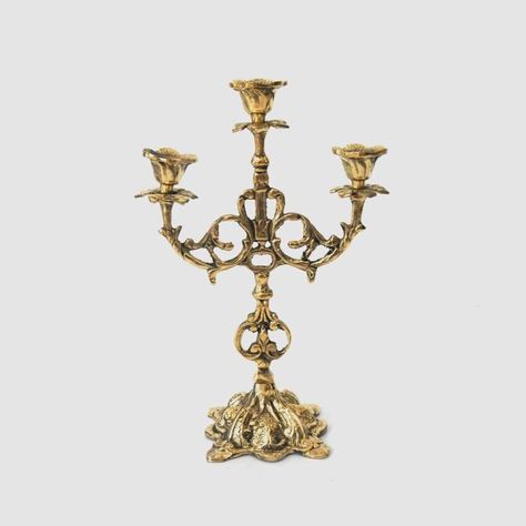 VINTAGE BRASS CANDELABRA Solid Brass 3 Arm Candle Holder - Etsy UK Antique Gold Candle Holders, Victorian Candle Holder, Baroque Candle Holder, Baroque Lighting, Candle Opera, Vermont Living, Fancy Candle Holders, Victorian Candle Holders, Poem Illustration