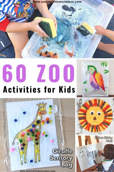 61 Fabulous Zoo Activities for Kids. fun zoo themed play ideas for toddlers and preschoolers. #zoo #wildanimals #toddler #preschool #kindergarten Zoo Animals Crafts For Preschoolers, Toddler Zoo Crafts, Diy Zoo For Kids, Zoo Week Preschool Activities, Animal Themed Activities For Kids, Zoo Animals Activities For Toddlers, Animals Activity Preschool, Elephant Preschool Activities, Zoo Toddler Activities