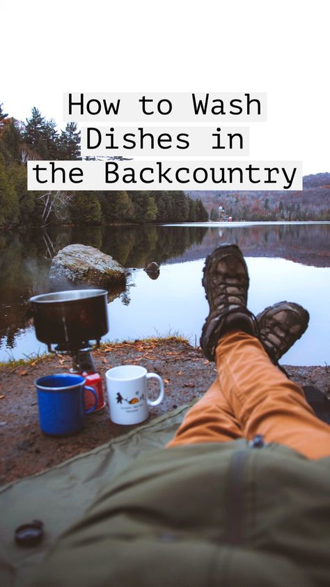 Properly cleaning dishes in the backcountry minimizes environmental impact helping to protect wildlife and ecosystems. It also helps to prevent troublesome and dangerous wildlife encounters. This post explains how to wash dishes and dispose of grey water following Leave No Trace principles. #backcountry #camping #campinghacks #campingtips #survivaltips #campingsurvival Washing Dishes Camping, How To Wash Dishes While Camping, Dry Cabin, Camping Dishes, Tent Camping Hacks, Leave No Trace, Backcountry Camping, Thru Hiking, Emergency Plan