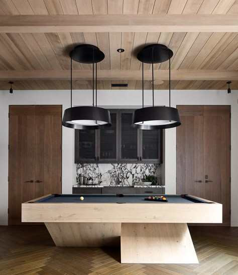 Game Room With Pool Table, Modern Game Room, Custom Pool Tables, Modern Pool Table, Pool Table Room, Country Modern Home, Billiard Rooms, Pool Rooms, Billiard Room