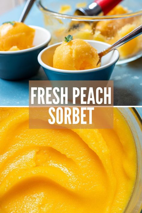 Peach Sorbet Recipe, Ginger Sorbet, Peach Cookies, Peach Dessert, Sorbet Recipe, Peach Ice Cream, Peach Sorbet, Peach Puree, Recipes With Few Ingredients