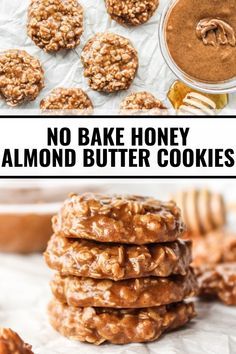 No Bake Oatmeal Cookies, Almond Butter Snacks, Almond Butter Oatmeal, Peanut Butter No Bake Cookies, Nut Butter Cookies, No Bake Oatmeal, Honey Dessert, Nut Butter Recipes, Easy No Bake Cookies