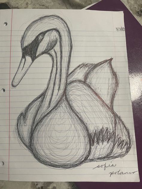 Swan Art Drawing, Scetchbook Draws Ideas Pencil Easy, How To Draw A Swan, Pen Art Ideas Easy, Sketch Book Ideas Pencil, Swan Drawing Sketches, Black Pen Drawing Sketches, Cool Pencil Drawings Easy, Pencil Art Drawings Easy Sketches