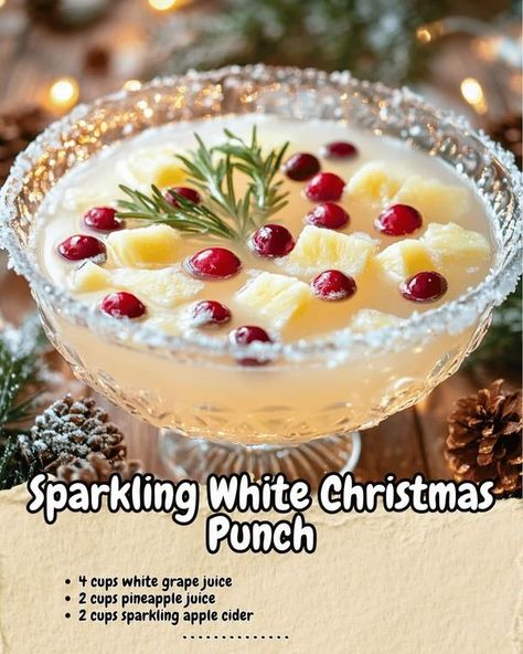 🎄Old Time Christmas Memories 🎄 | 🍹 Sparkling White Christmas Punch ❄️ | Facebook White Christmas Drink Non Alcoholic, Santa Snowball Punch, Mocktail Christmas Punch, Sparkling White Grape Juice Punch, Christmas Punches With Alcohol, Non Alcoholic Christmas Punch Recipes, Christmas Food Dinner Appetizers, White Christmas Punch Nonalcoholic, White Cranberry Punch