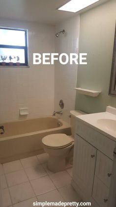 Colored Bathtub, Small Bathroom Renos, Small Bathroom With Tub, Outdated Bathroom, Small Full Bathroom, Tub Remodel, Small Bathroom Diy, Cheap Bathroom Remodel, Diy Bathroom Makeover