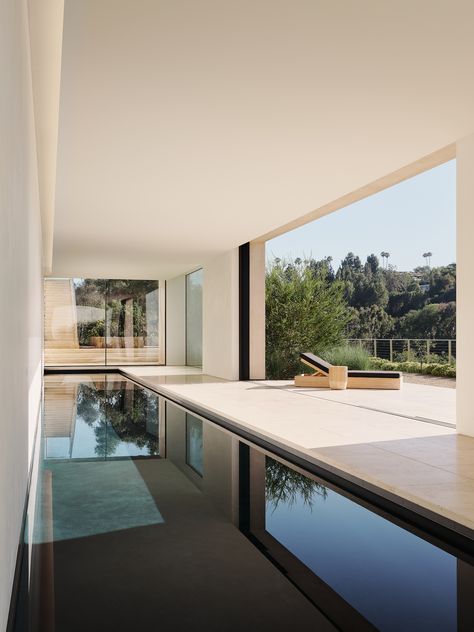 Mandeville Canyon by Walker Workshop | Global Interiors | est living Indoor Swimming Pool Design, Pool Pavilion, Indoor Pool Design, Piscina Interior, Indoor Swimming Pool, American Farmhouse, Lap Pool, Indoor Swimming, Indoor Swimming Pools