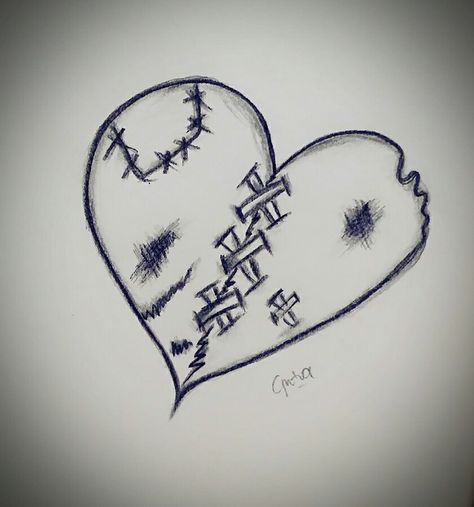 Hearts And Bones, Faith Tattoo, Broken Love, Heart Tattoo Designs, Heart Patches, Heart Drawing, Dark Art Drawings, Hand Art Drawing, Hand Art