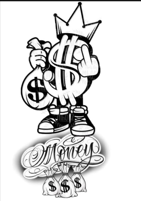 Money Bear Tattoo, Money Eye Tattoo, Dibujos De Tatuajes Tattoo Ideas, Cold Hearted Tattoo Ideas, Cartoons Tattoo Design, Hand Tattoos For Guys Ideas Design, Gangsta Tattoos Money, Tattoo Design Drawings For Men, Tattoo Ideas Gangster