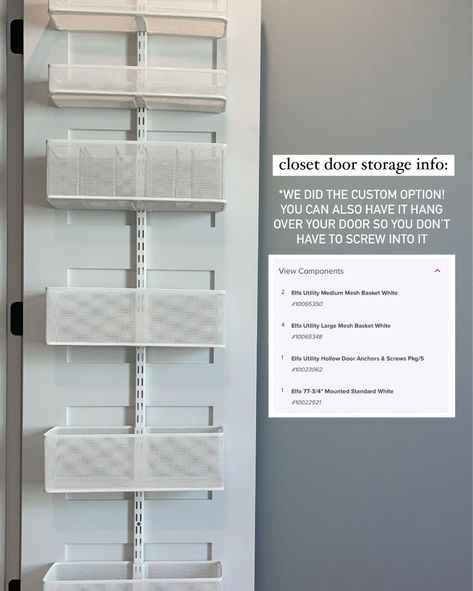 Elfa Mesh White 80" Over the Door … curated on LTK Elfa Door Organizer, Elfa Over Door Storage, Closet Door Organization Ideas, Door Organizer Ideas, Zurich Apartment, Abba Tattoo, Hall Closet Organization, Closet Door Storage, Elfa Closet