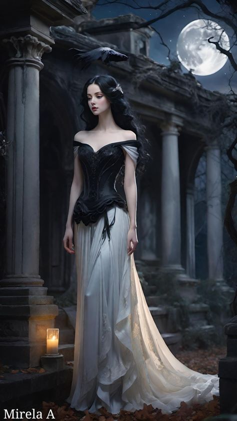 Moon Dress Aesthetic, Dark Beauty Aesthetic, Arwen Costume, Princess Aesthetic Outfits, Gothic Princess, Mirela Anton, Moon Dress, Beautiful Long Dresses, Diy Clothes Design