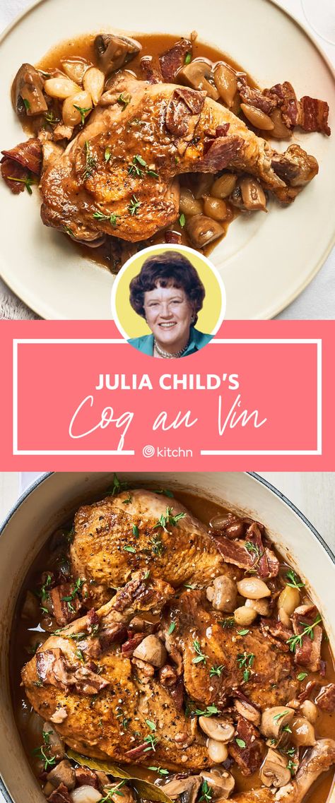 French Stew, Chicken Parts, French Cuisine Recipes, Coq Au Vin Recipe, French Cooking Recipes, The Art Of French Cooking, Julia Childs, Julia Child Recipes, Low Carb Snack