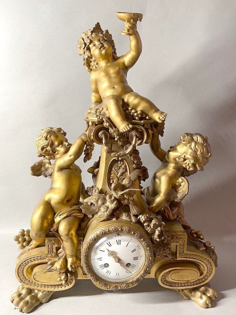 ELEGANT FRENCH LOUIS XVI Gilt Bronze Chimney Clock (1860-1880) $19,011.30 - PicClick CA French Louis Xvi Style, Louis Xvi Style, Louis Xvi, Clock, For Sale