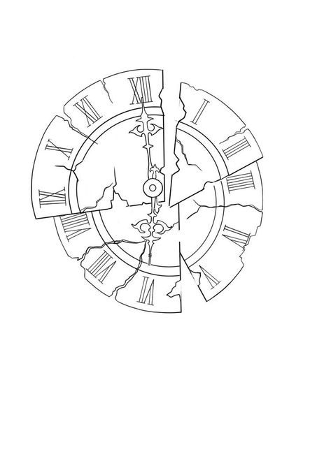 Pocket Watch Outline, Old Watch Tattoo, Old Clock Tattoo, Clock Tattoo Stencil, Clock Face Tattoo, Time Piece Tattoo, Simple Leg Tattoos, Broken Clock, Geometric Wolf Tattoo