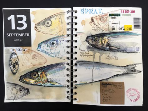 Drawing Fish with my new first year students. September 2016 www.duncancameron.org Sketchbook Ideas Fish, Fish Sketches, Sealife Gcse Art, Fish Sketchbook, Art Sketchbook Sealife, School Of Fish Drawing, Gcse Observational Drawing Sketchbook Pages, Fish Gcse Art, Fish Sketchbook Pages