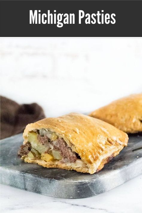 Michigan pasties, also known as Cornish pasties is a handheld meat pie. Pasty Recipe Michigan, Michigan Pasties, Cornish Pastry, Pasties Recipes, Hp Sauce, Cornish Pasties, Hand Pie Recipes, Meat Pie, Root Vegetables