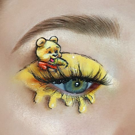 Cartoon eye makeup Eeyore Eye Makeup, Pooh Bear Makeup, Eeyore Makeup, Color Pop Makeup, Winnie The Pooh Makeup, Disney Halloween Makeup, Disney Eye Makeup, Carnaval Make-up, Crazy Eye Makeup