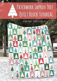 Easy DIY Patchwork Christmas Tree Quilt tutorial by Amy Smart Tree Quilt Block, Tree Quilt Pattern, Diary Of A Quilter, Free Quilt Tutorials, Forest Quilt, Amy Smart, Christmas Tree Quilt, Forest Pattern, Christmas Quilt Patterns