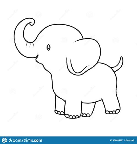 Empty Outline Of A Cute Childish Cartoon Baby Elephant. Isolated Contour For Coloring Books Stock Vector - Illustration of isolate, cute: 168045291 Outline Drawings Easy, Elephant Drawing For Kids, Cartoon Elephant Drawing, Animals Outline, Elephant Line Drawing, Easy Elephant Drawing, Elephants For Kids, Elephant Doodle, Elephant Template