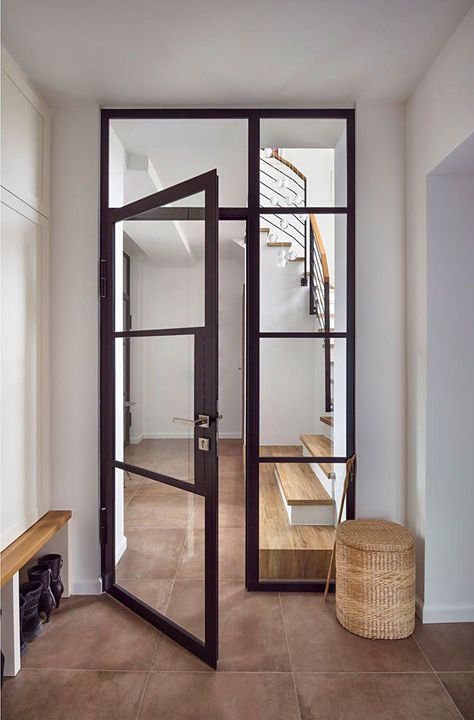 Steel Framed Doors Interior, Black Industrial Doors Interior, Black Steel Glass Doors, Industrial Glass Doors Interior, Metal Frame Glass Door, Metal Internal Doors, Black Framed Glass Doors, Black Frame Doors Interior, Industrial Glass Door