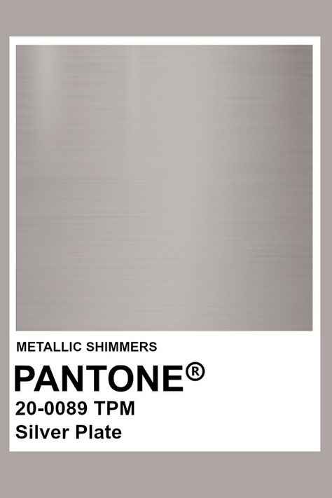 Silver Plate #Metallic #Pantone #Color Pantone Silver Metallic, Metallic Silver Color Palette, Pantone Metallic Shimmers, Silver Moodboard, Silver Colour Palette, Silver Pantone, Metallic Pantone, Metallic Color Palette, Silver Palette