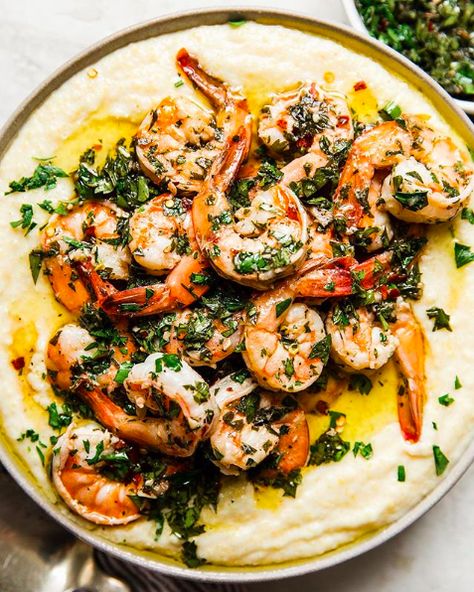 Sauteed Shrimp Recipe, Chimichurri Shrimp, Shrimp And Polenta, Best Grill Recipes, Alpha Gal, The Modern Proper, Modern Proper, Polenta Recipes, Creamy Polenta