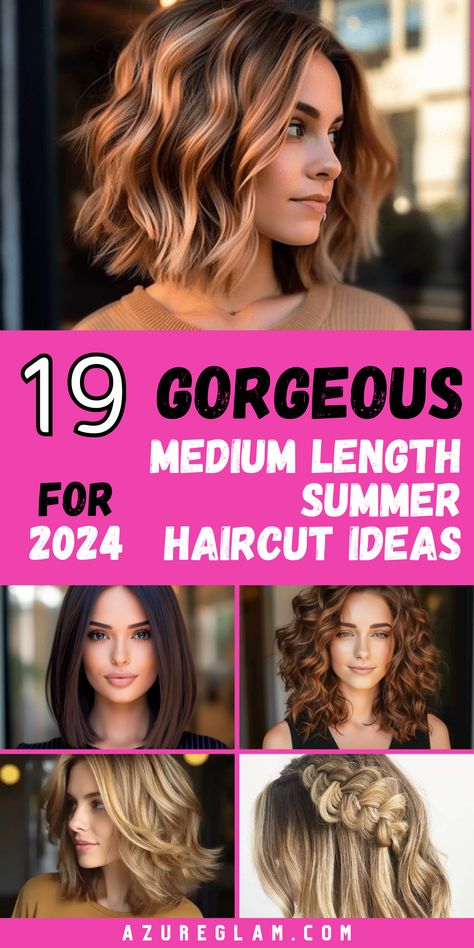 Stay ahead of the summer trends in 2024 with our handpicked selection of 19 trendsetting medium-length summer haircut ideas. Medium-length hair allows you to experiment with different styles, such as adding bangs or trying highlights for brown hair. Find the perfect hairstyle for women that enhances your summer look and keeps you feeling fabulous. Embrace the warmth with these trendy haircut ideas. Summer Hair Styles Medium Length, Cute Medium Haircuts For Women, Hairstyles 2024 Trends Women Medium, Hairstyles Summer 2024, Summer Hair 2024 Trend, Women’s Haircuts Summer 2024, Summer Haircuts For Medium Hair, Summer 2024 Hair Trends For Women, Medium Length Haircut 2024