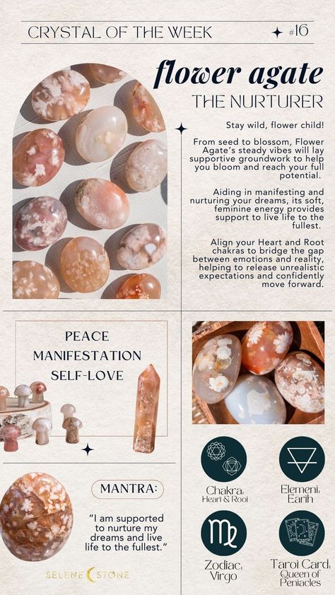 Flower Agate Crystal Meaning – Selene Stone Cherry Blossom Agate Crystal Meaning, Indian Agate Crystal Meaning, Alabaster Stone Meaning, Desert Rose Crystal Meaning, Tree Agate Crystal Meaning, Picture Jasper Meaning, Super Seven Crystal Meaning, September Crystals, Flower Agate Crystal Meaning