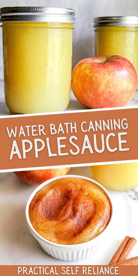 Canning Recipes Applesauce, How To Make Canned Applesauce, Hot Water Bath Canning Apple Butter, Hot Bath Canning, Canning Unsweetened Applesauce, How To Can Homemade Applesauce, Best Canned Applesauce Recipe, Applesauce To Can, How To Water Bath Can Applesauce