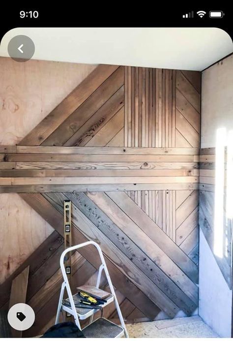 Geometric Wood Accent Wall, Banyan Bridges, Accent Wall Designs, Wood Accent Wall, Pallet Wall, Wood Accent, Wood Accents, My Dream Home, Future House