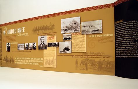 long large wall design, could implement the visual touch screen History Wall Design, Exhibition Wall Design, Wounded Knee, Graphic Communication, Museum Exhibition Design, History Wall, Interactive Walls, Interactive Display, Timeline Design