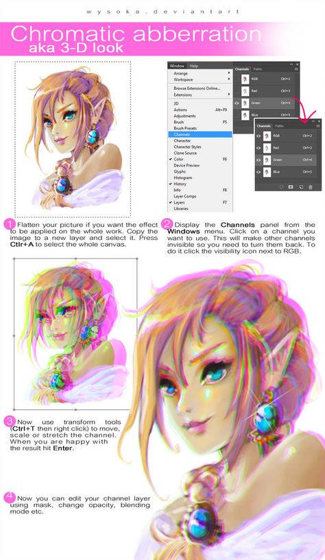 Beginner Photo Editing, Photoshop For Photographers, Art Videos Tutorials, Animation Tutorial, Photoshop Tips, Digital Painting Tutorials, Photoshop Art, Clip Studio Paint, Chromatic Aberration