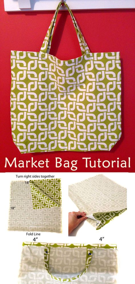 How To Make Shopping Bags Fabrics, Simple Grocery Bag Pattern, Easy Sew Bags Free Pattern, Canvas Shopping Bag Pattern, Fabric Market Bags, Grocery Bag Patterns To Sew, Shopping Bag Diy Free Pattern, Pattern For Shopping Bag, How To Sew A Shopping Bag