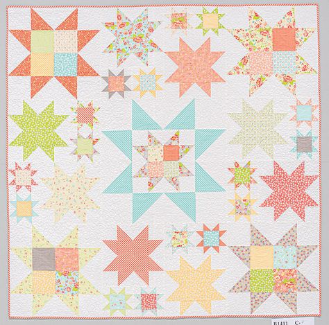 Free quilt pattern: Sweet Stars - APQS Low Volume Quilt, Stars Quilt, Nancy Zieman, Patterns Art, Bonnie Hunter, Fat Quarter Quilt, Texas Star, Quilt Care, Star Quilt Blocks