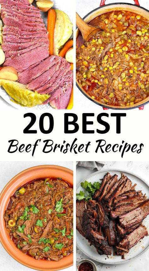 This collection of Beef Brisket Recipes includes twenty great ways to cook your favorite cut of meat. Different Ways To Cook Brisket, Brisket Meat Recipes, Ways To Use Brisket, Best Beef Brisket Recipe, Ways To Cook Brisket, Brisket Recipes Videos, Chinese Beef Brisket Recipes, Meemaw's Brisket Recipe, Brisket Casserole Recipes