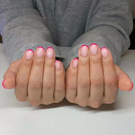 30 Colorful French Tip Nails Pep Up the Classic Look Dipped French Manicure, French Manicure Colored Tips, Dip French Tip, Colored French Tip Nails, Colorful French Tip Nails, French Tip Dip, Colored French Tips, Gel French Manicure, French Tip Design