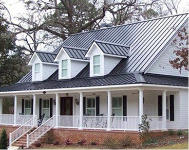 Ogden Roofers | Roof Repair, Replacement & Contractors in Utah Black Tin Roof, Exterior Farmhouse Colors, Tin Roof House, Black Metal Roof, Metal Roof Houses, Farmhouse Paint Colors, Farmhouse Paint, Farm House Colors, Metal Roofing