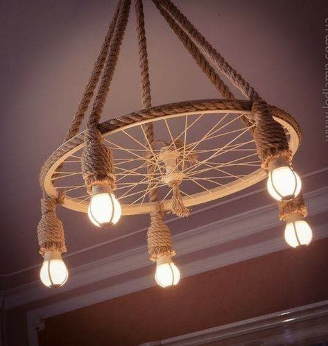 Kattokruunu Diy, Luminaire Original, Kitchen Design Layout, Bicycle Decor, Lights Hanging, Chandelier Art, Wheel Decor, Outdoor Kitchen Design Layout, Bicycle Wheel