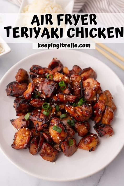 Easy Teriyaki Chicken Air Fryer, Teriyaki Chicken Airfryer, Teriyaki Chicken Crispy, Air Fryer Asian Chicken Bites, Ninja Foodi Teriyaki Chicken, Air Fryer Recipes Full Meal, Teriyaki Chicken Bites Air Fryer, Air Fryer Chicken Stir Fry Recipe, Chicken Stir Fry Air Fryer Recipes