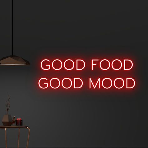 #NeonSigns #BrightIdeas #NeonSignNames #NeonInspiration #NeonRoom #RoomDecor Restaurant Neon Lights, Neon Lights Kitchen, Restaurant Quotes Wall, Neon Sign Dining Room, Neon Light Restaurant, Bar Design Restaurant Creative, Neon Food Sign, Take Out Restaurant Design, Neon Restaurant Interior